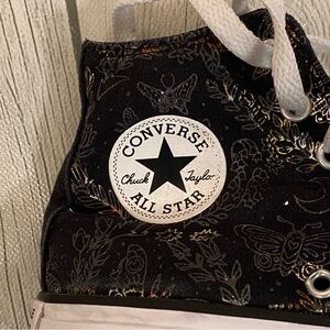 Converse High Top Lift Platform Black with iridescent butterflies size2
